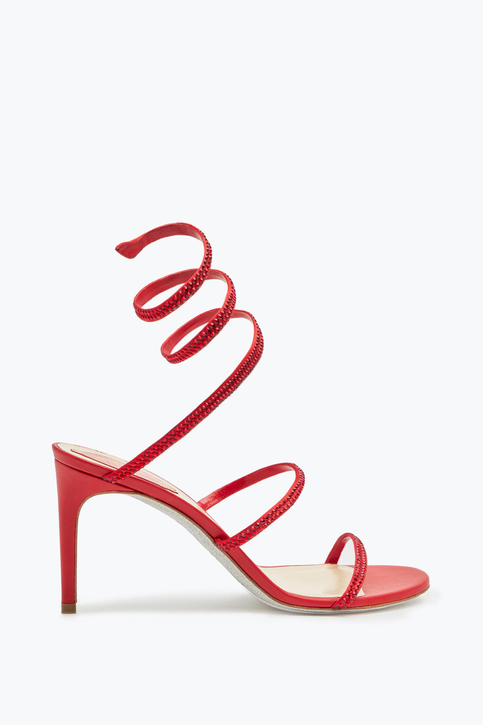 Sandales En Satin Avec Talon Cleo Rene Caovilla en coloris Rouge