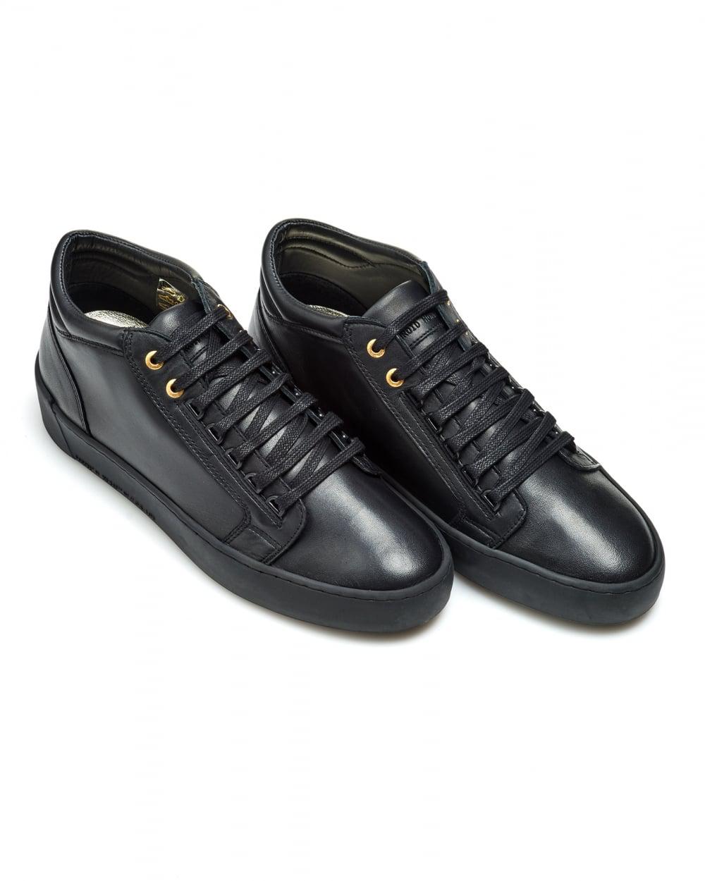 Android Homme Propulsion Mid Trainers, Grained Leather Black Sneakers ...