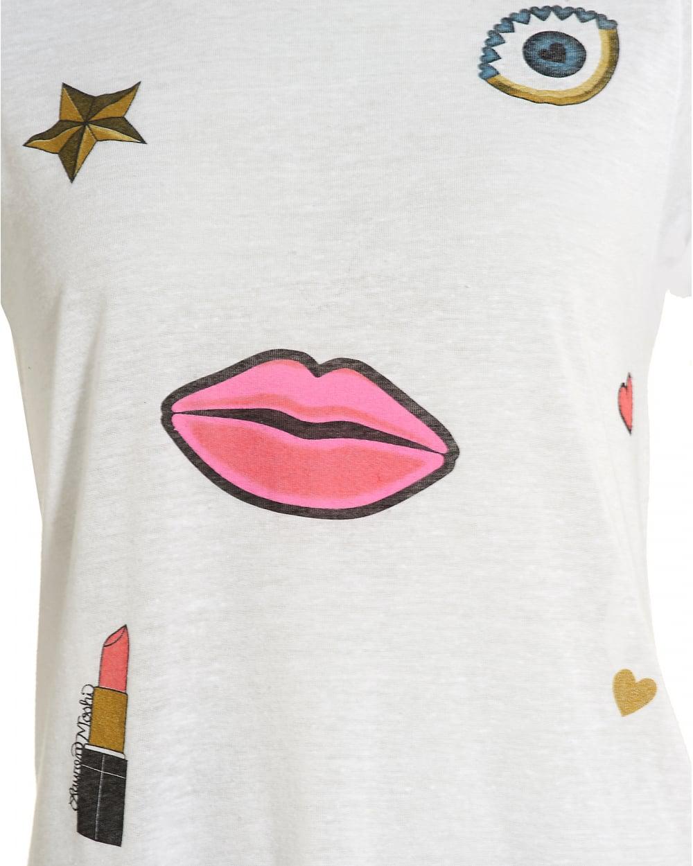 Lauren Moshi Cotton Edda Tee, White All Over Glam Graphic T-shirt - Lyst