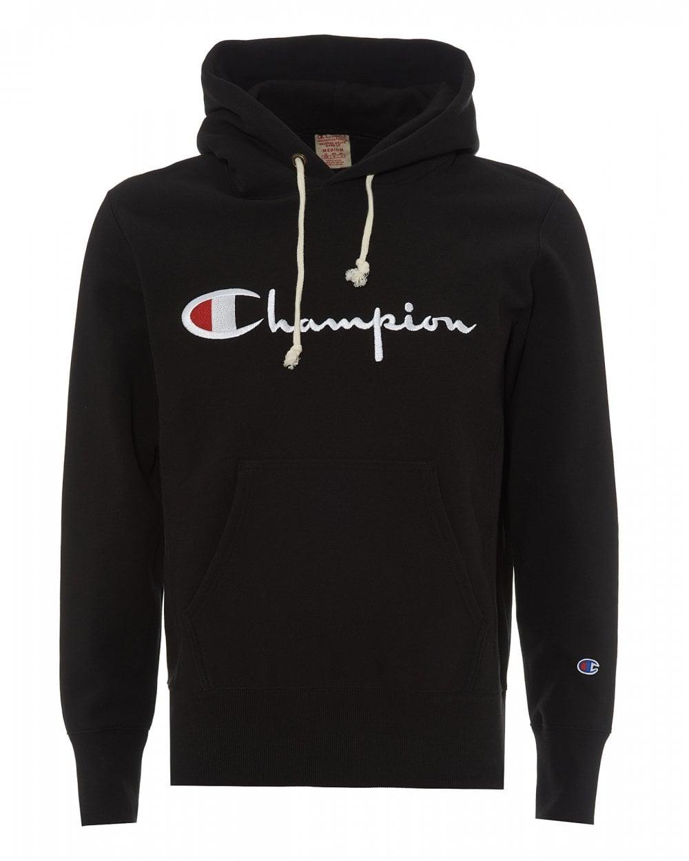 Champion Script Logo Hoody in Black for Men - Save 68% - Lyst