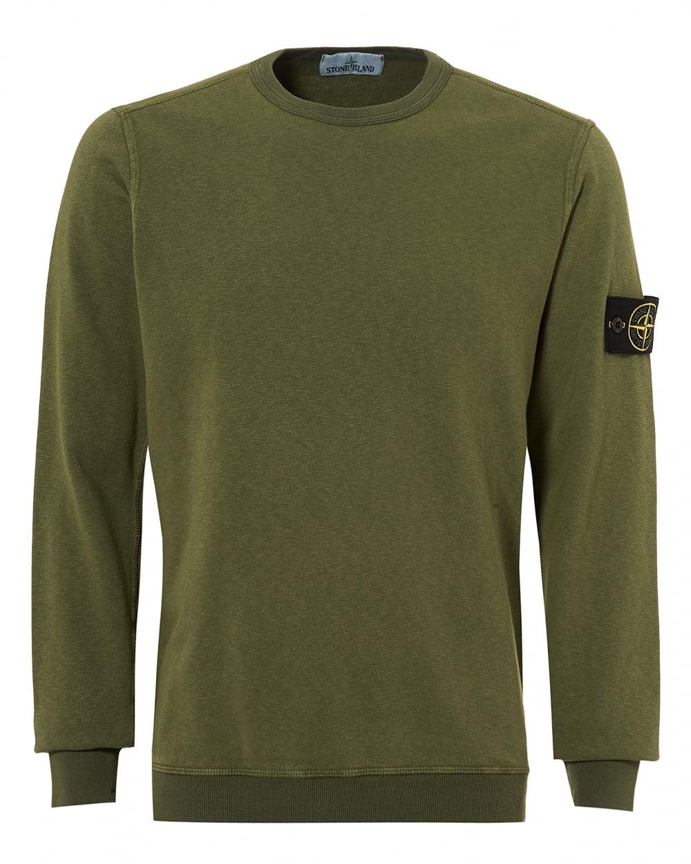 Stone Island Cotton Sage Green Garment Dyed Compass Logo Sweatshirt for ...