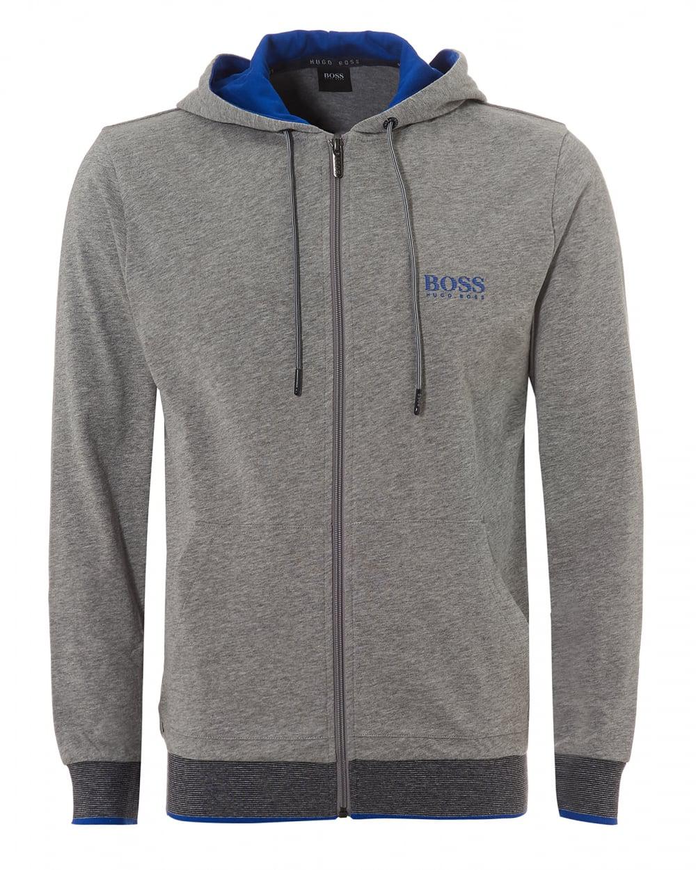 Lyst Boss Black Micro Stripe Hooded Jacket, Zip Up Grey Hoodie in