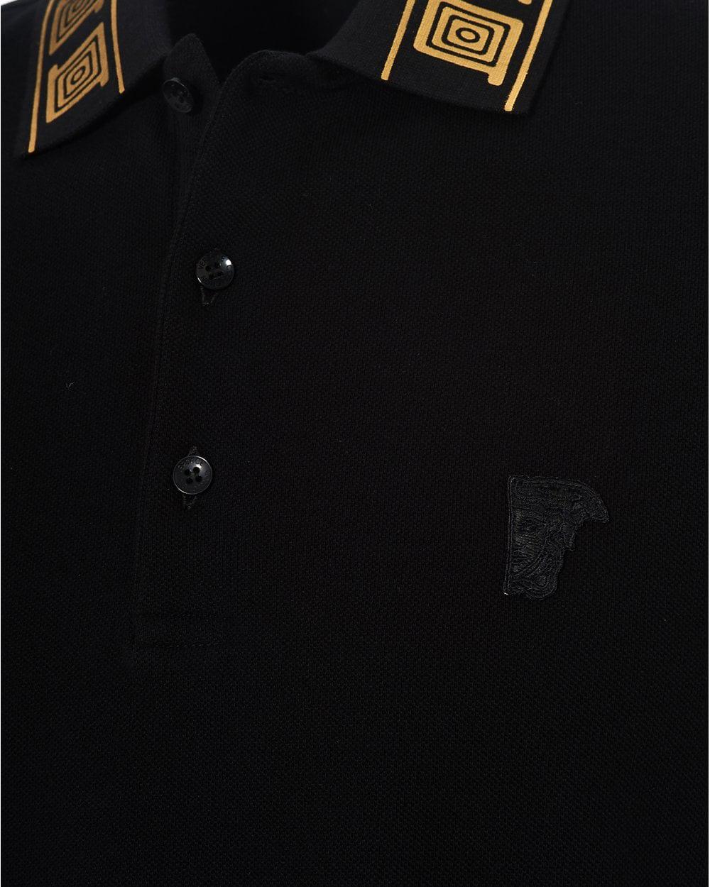 versace polo shirt black and gold