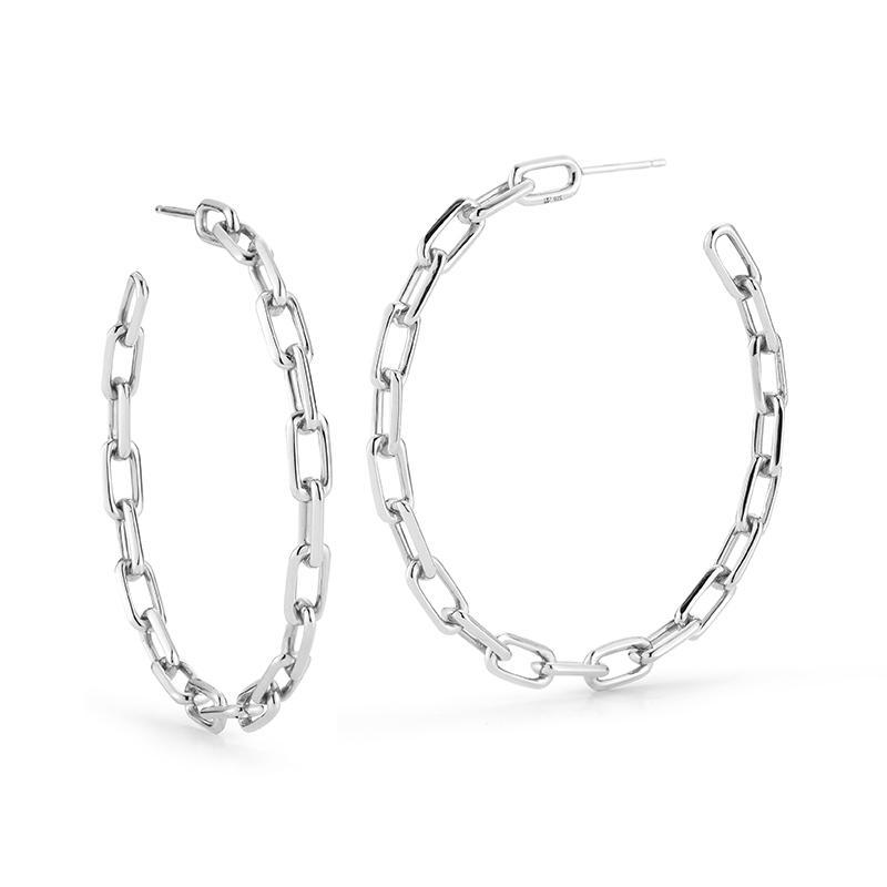 WALTERS FAITH Saxon 2" Silver Chain Link Hoop Earrings in Metallic Lyst