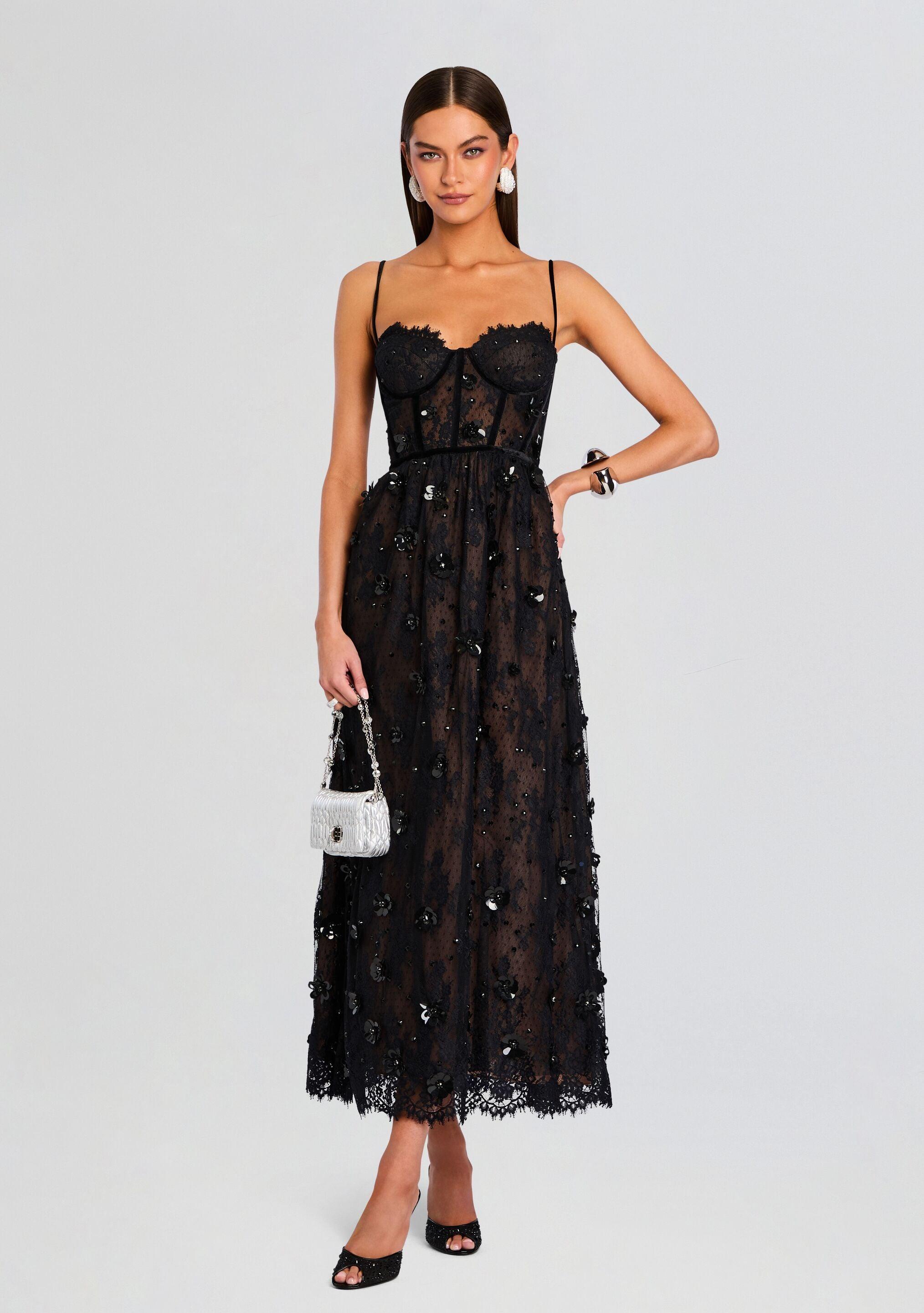 necklace on black dress Pearl Necklace Sheath Dress - Black