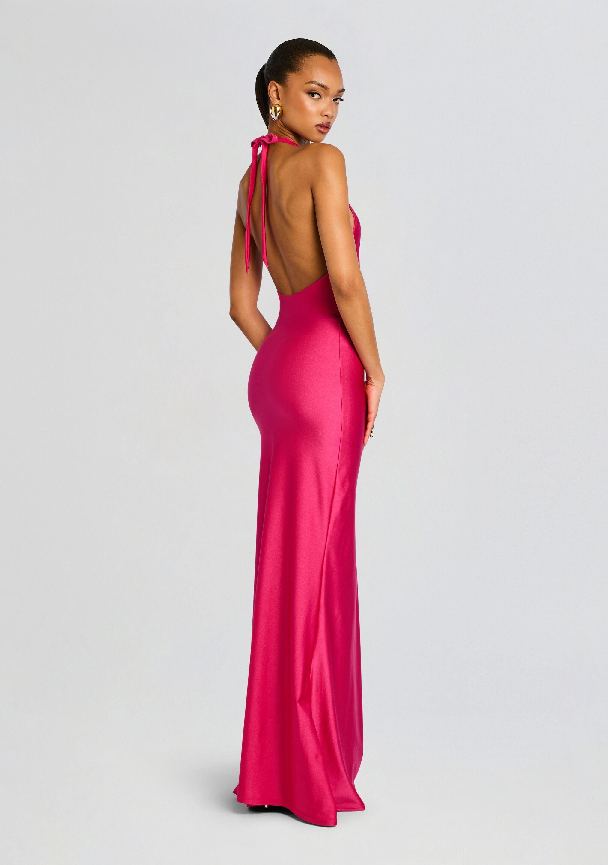 slip for a maxi dress Alesso Powder Blue Satin Cowl-Neck Slip-Maxi Dress – Club L London
