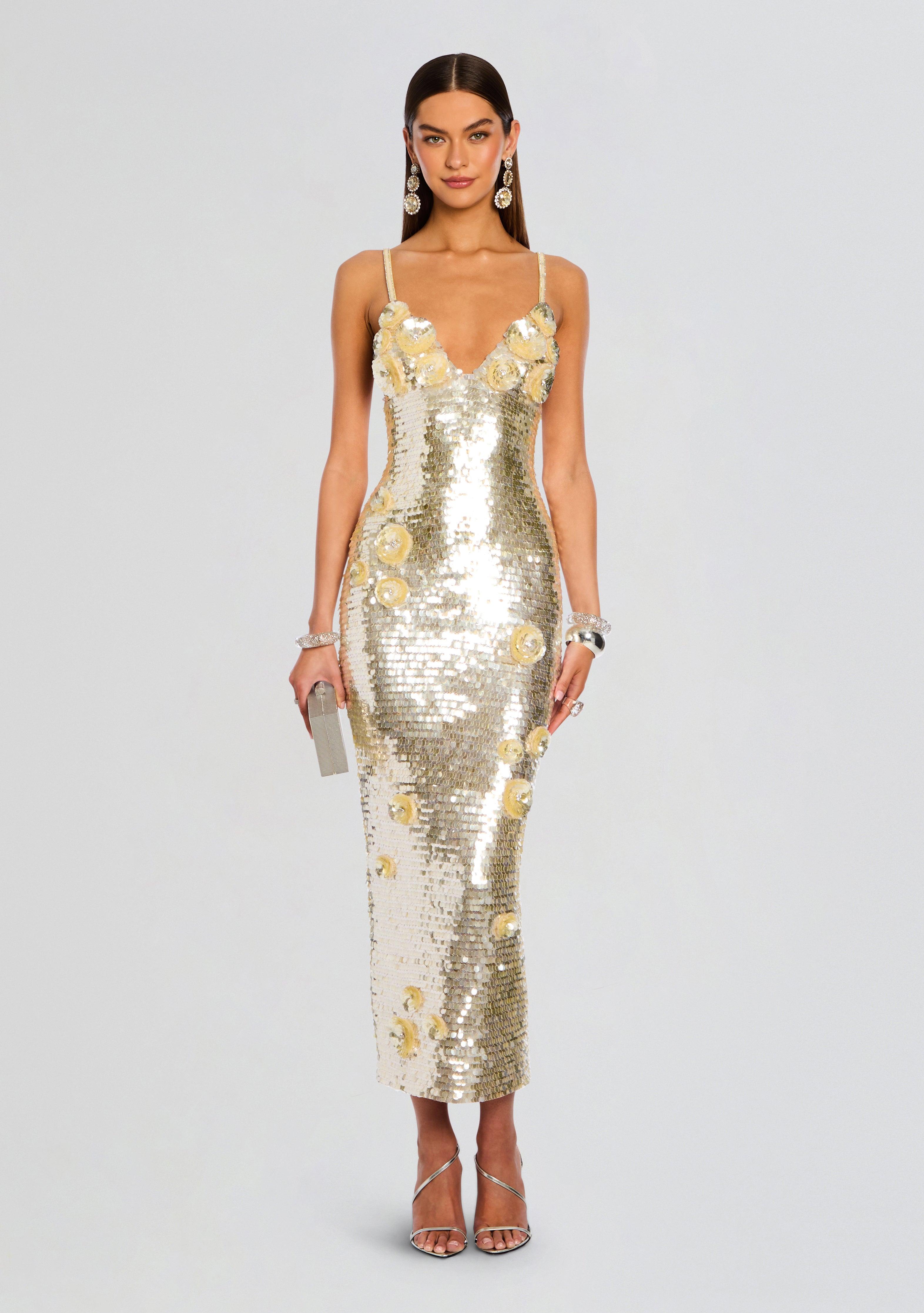 summer dress flip flop fashion trend Retrofête Vicky Sequin Halter Dress main image 0
