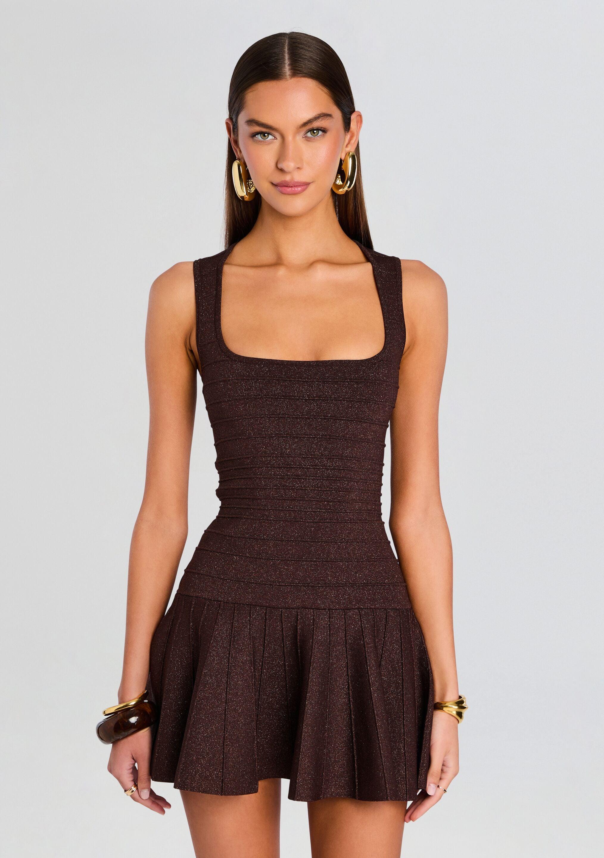 retrofete caterina knit dress retroféte Metallic Bandage in White Pleated skirt