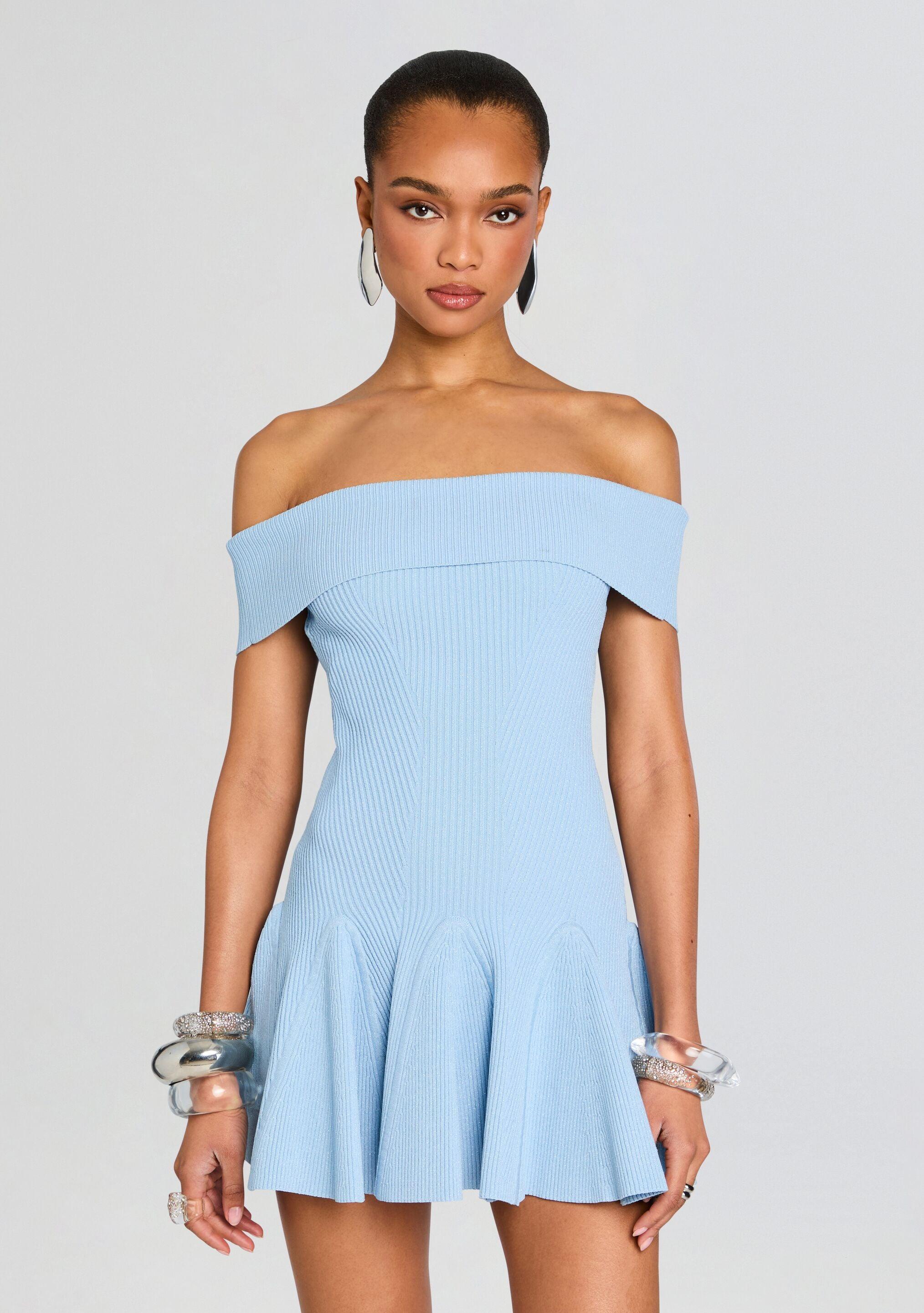 retrofte Erica Metallic Knit Dress in Blue | Lyst