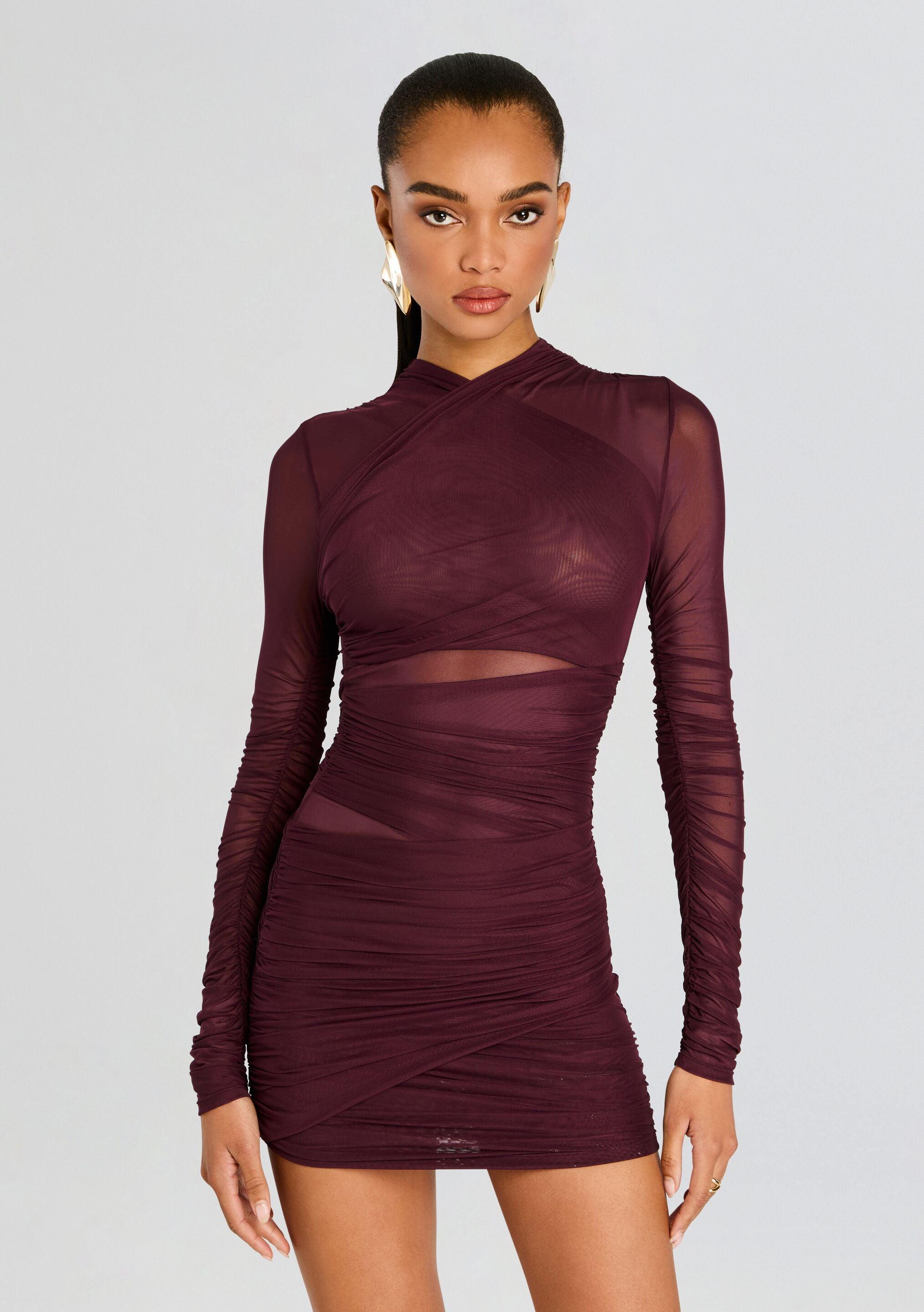knee length dresses for ladies Seroya Krystal Maxi Dress with Mesh Paneling