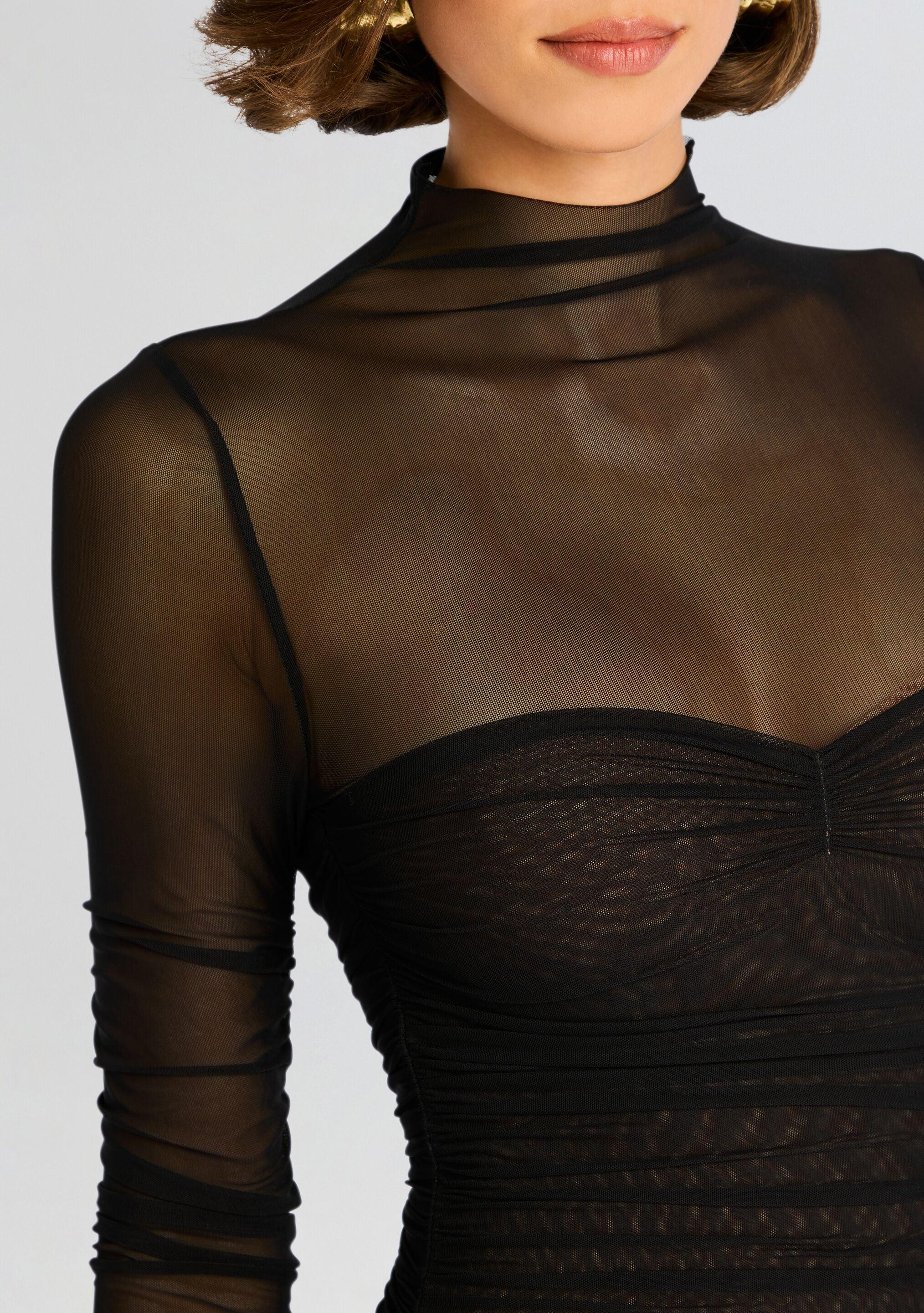 knee length dresses for ladies Long Sleeve Embellished Backless Maxi Dress in Black - 12 main image 0