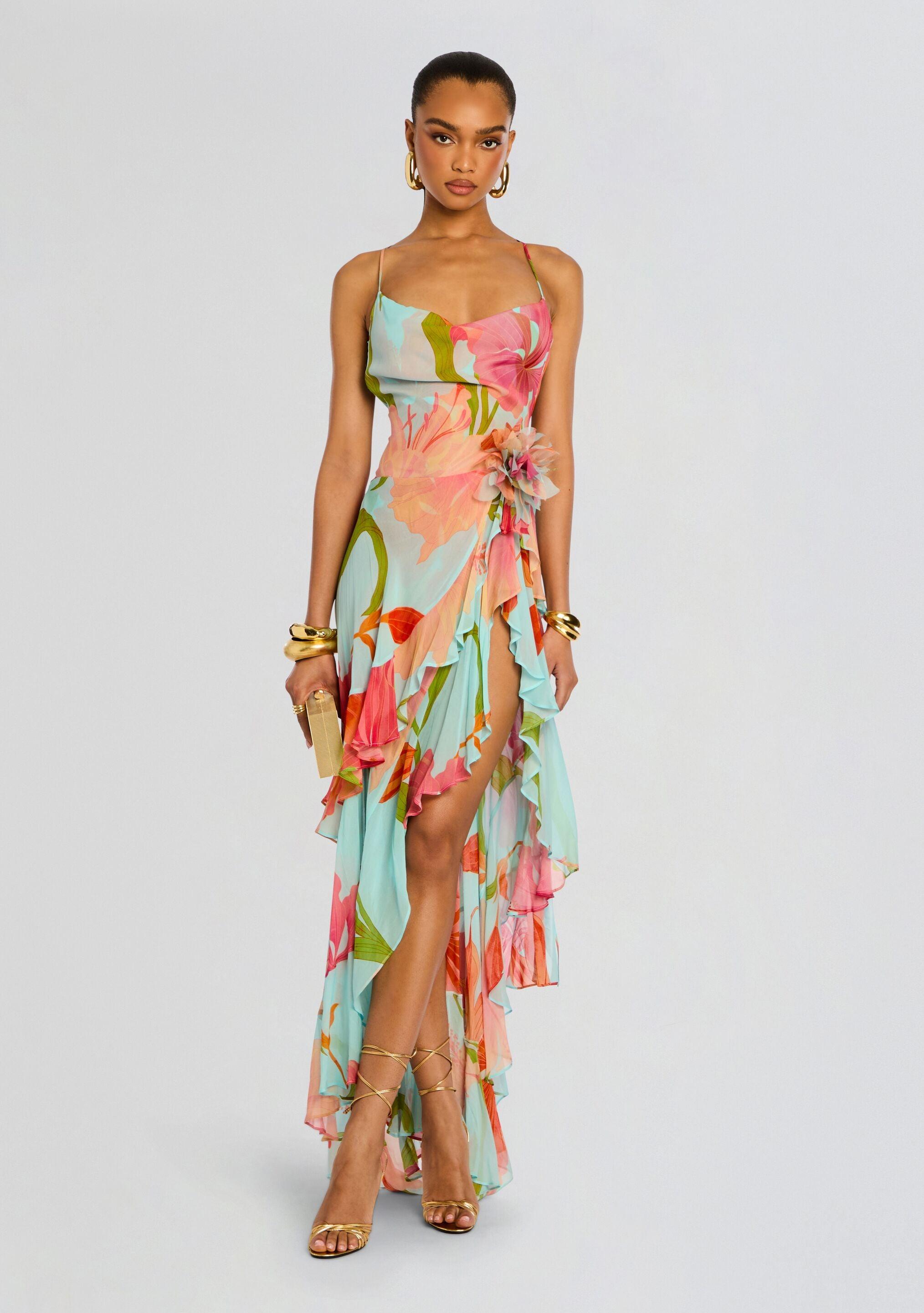 retrofte Samara Silk Chiffon Dress in Blue | Lyst