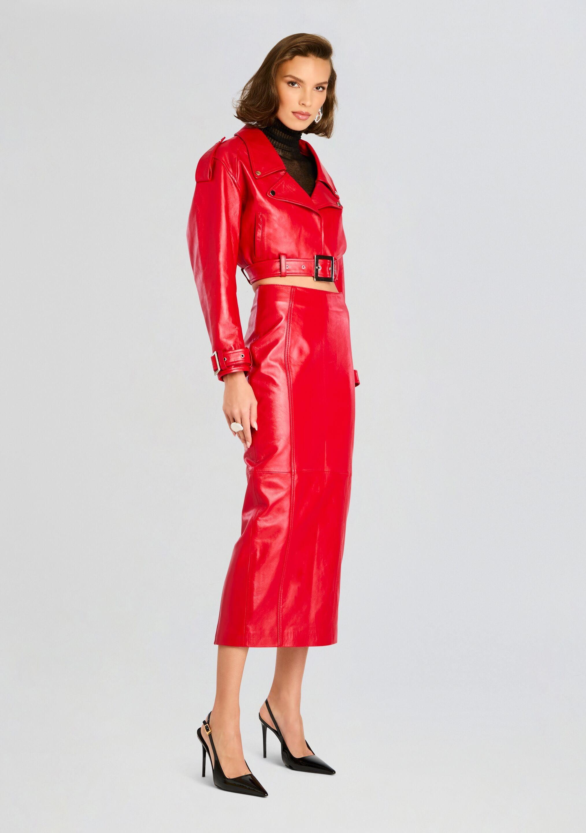 retrofte Lonny Leather Skirt in Red | Lyst retrofte Lonny Leather Skirt in Red | Lyst