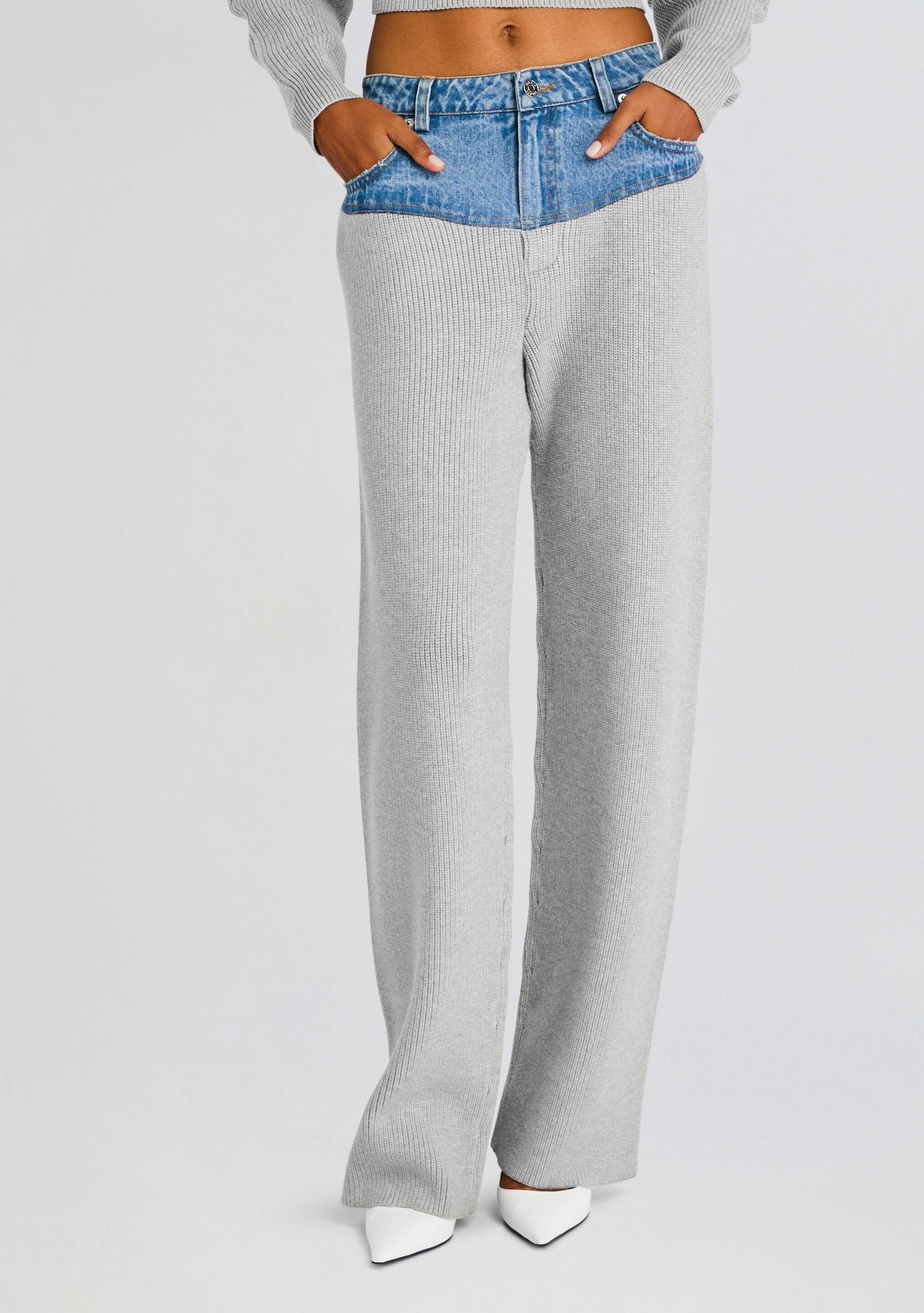 cha　UNOF KNIT PANTS SER.O.YA Chani Knit Denim Pant in Gray | Lyst
