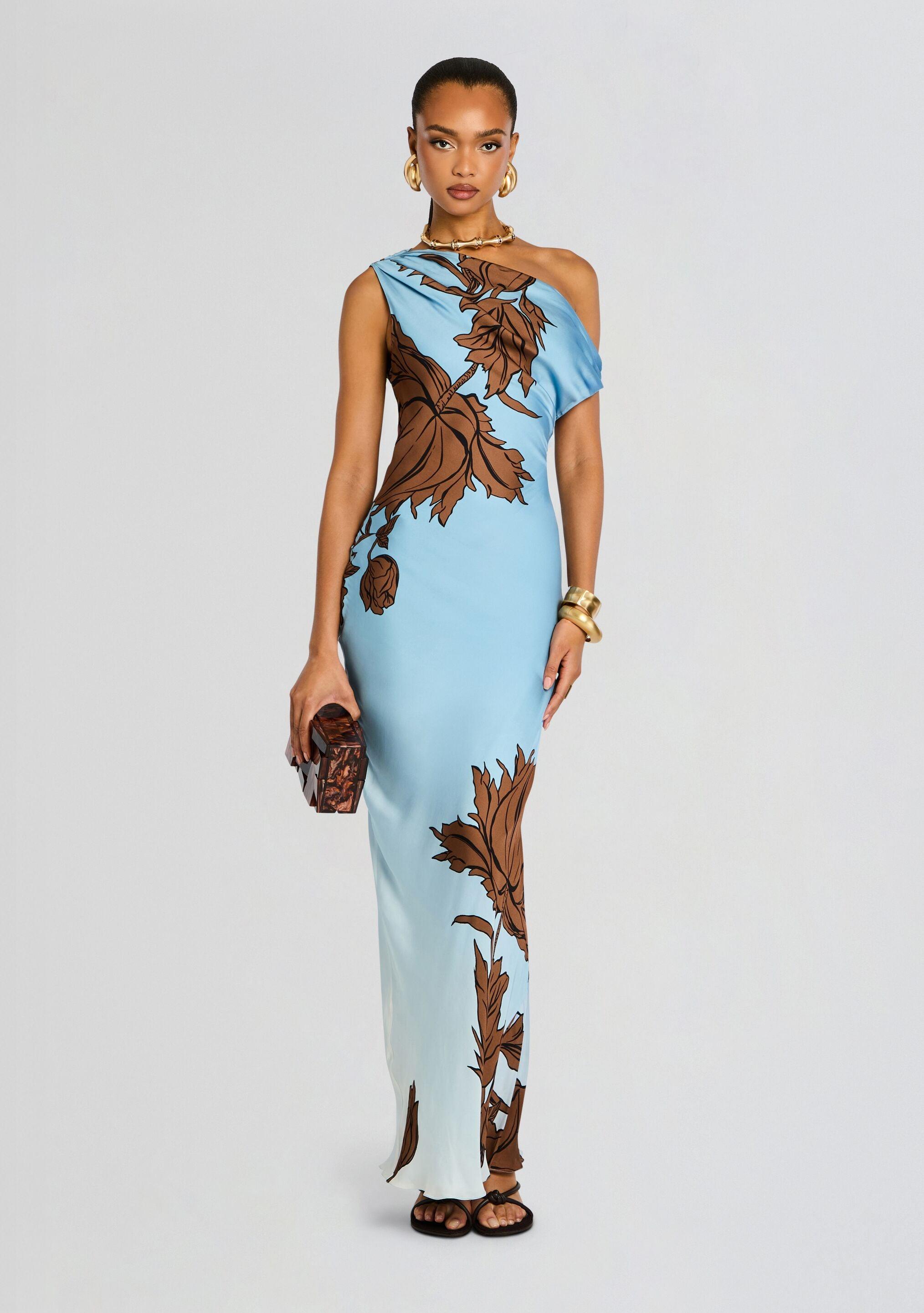 rococo sand one shoulder dress Retrofete