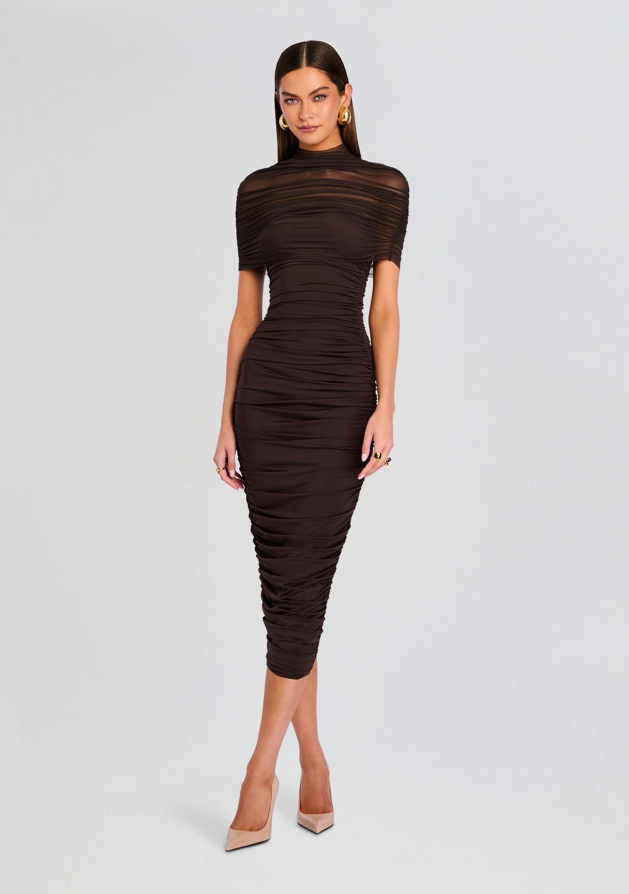 mesh cut out dress black Vashti Cut Out Mesh Maxi Dress - Black