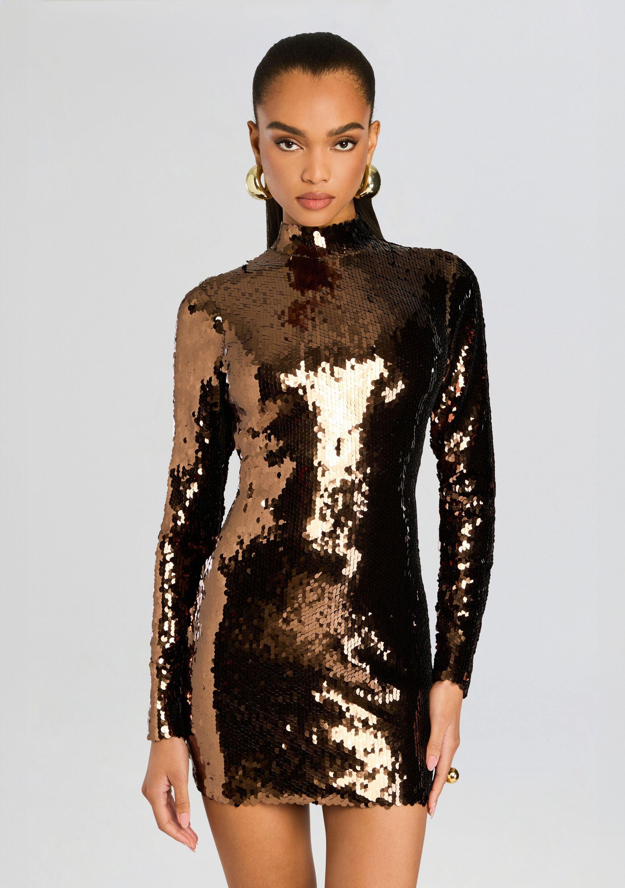 retrofte Genelle Sequin Dress in Black | Lyst
