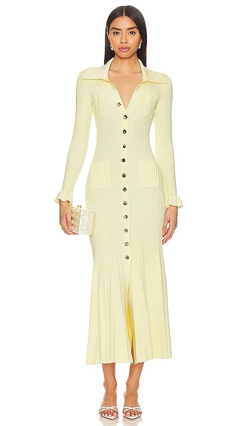 Self-Portrait Knit Midi Dress in Yellow | Lyst Self-Portrait Knit Midi Dress in Yellow | Lyst