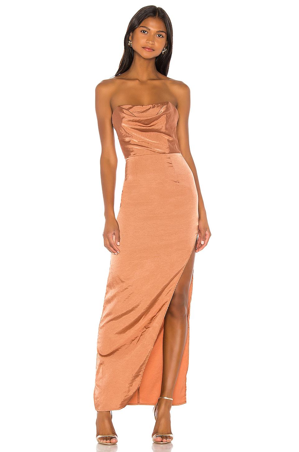 copper satin maxi dress