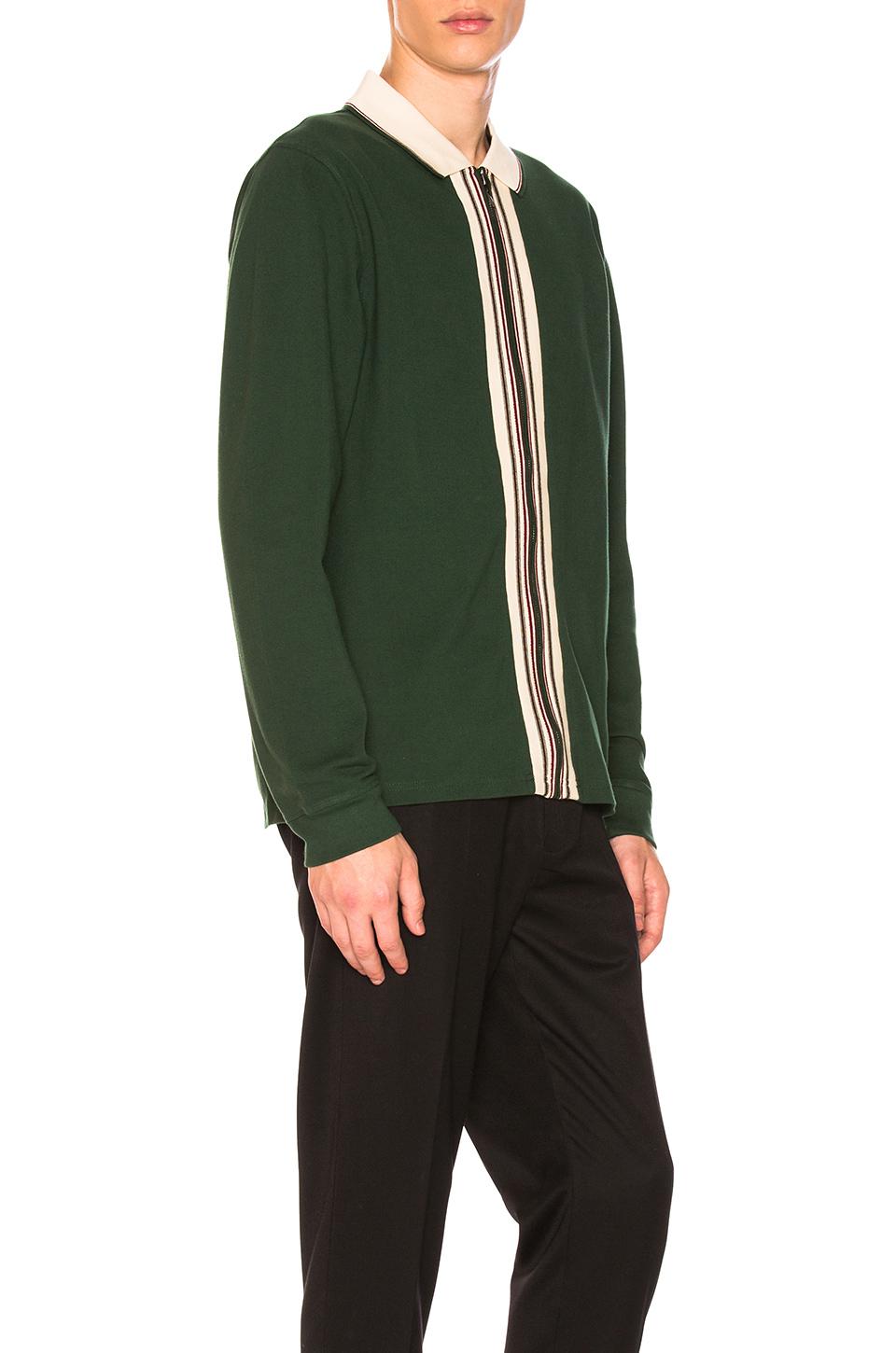 Stussy Full Zip Long Sleeve Polo in Green for Men | Lyst