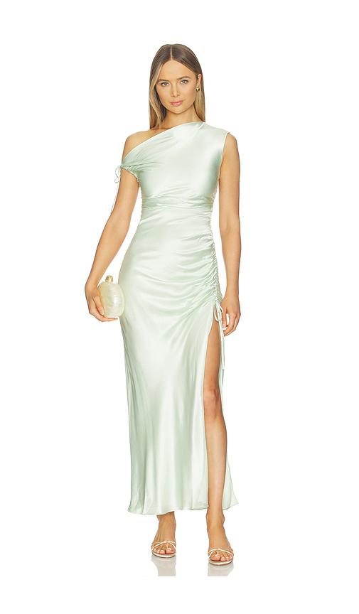 knee length dresses for ladies Shona Joy Elle Silk Lace Cowl Maxi Dress in Emerald Green – Coco & Lola main image 1