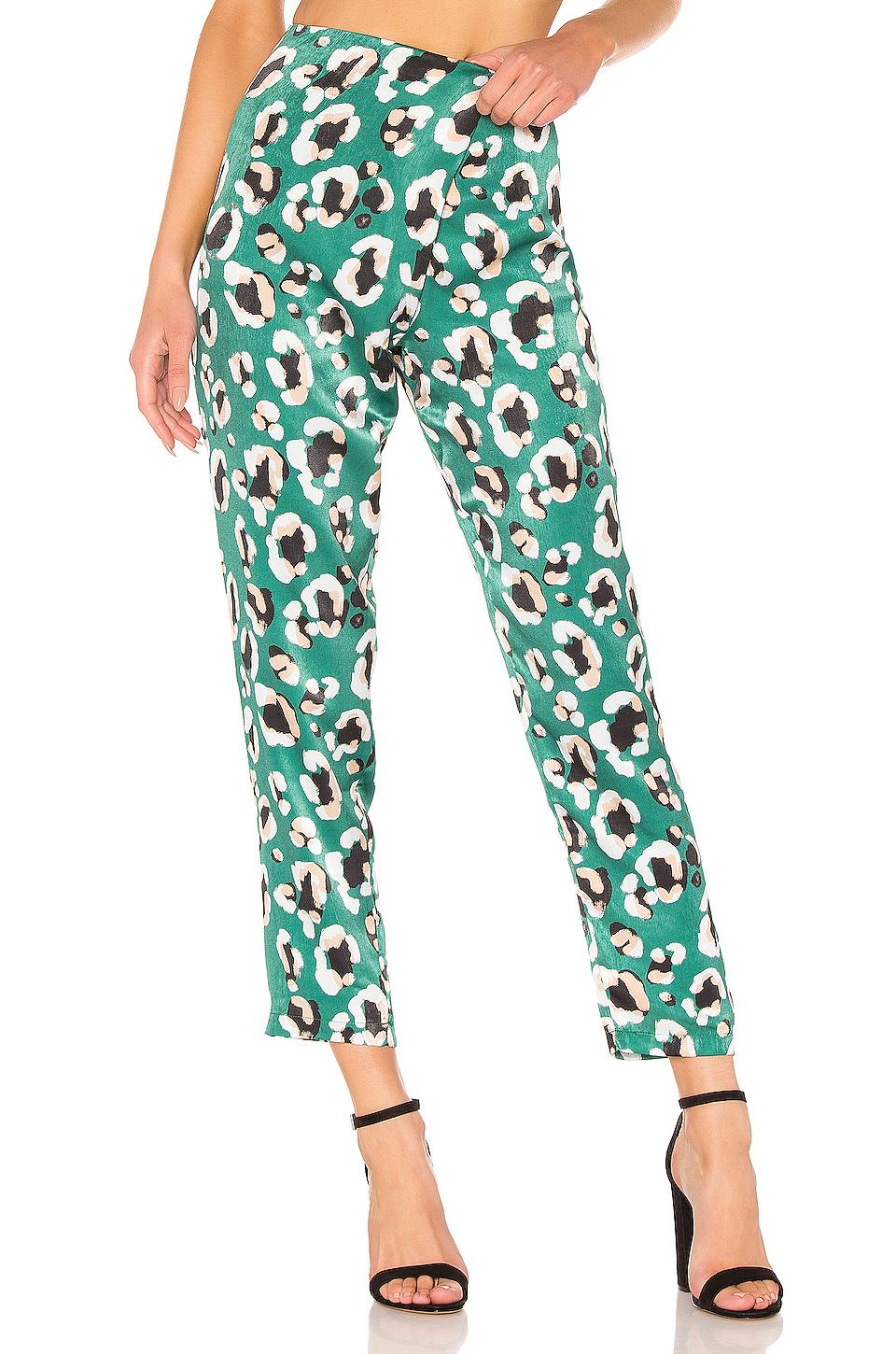 House of Harlow 1960 Satin X Revolve Odel Pant in Green Leopard (Green ...