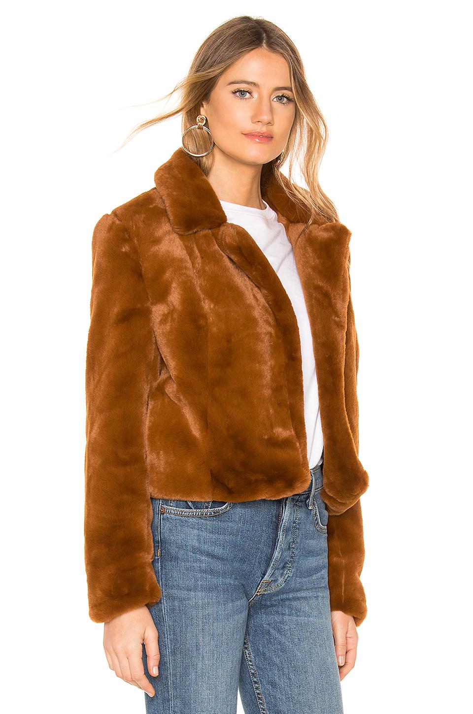 blank denim cropped faux fur jacket