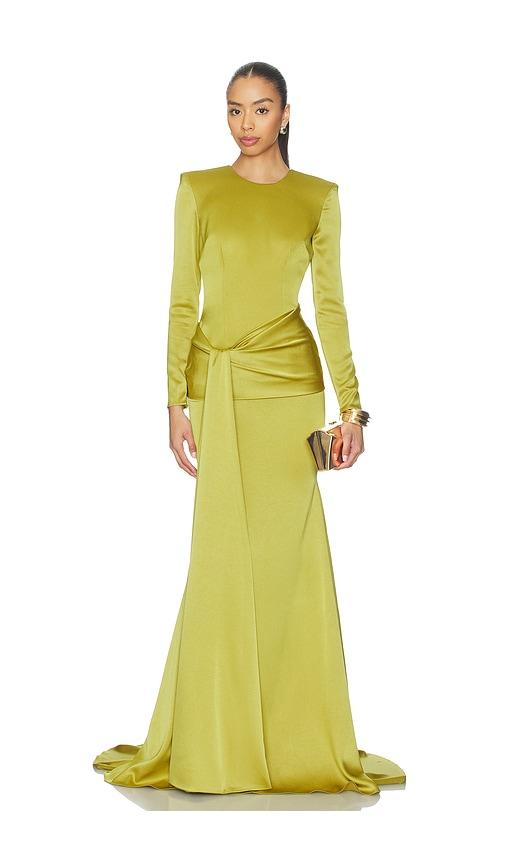 chinese dress ladies Destiny Yellow Satin Asymmetric-Neck Midi Dress With Feather Details  Club  L London