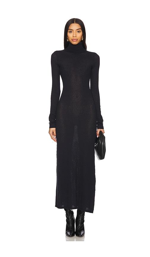house of harlow black knit dress House of Harlow Sz L Black Sweater Dress front cutout and twist top midi NWT