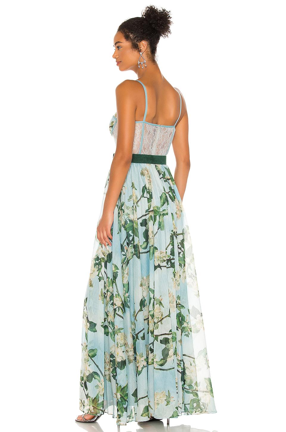 PATBO Floral Bustier Belted Maxi Dress in Blue | Lyst