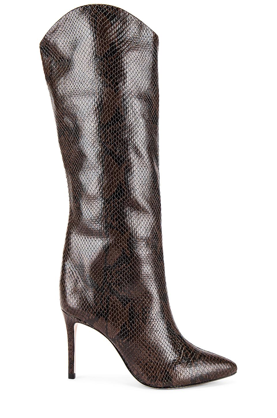 Schutz Leather Maryana Snake Boot in Brown - Lyst