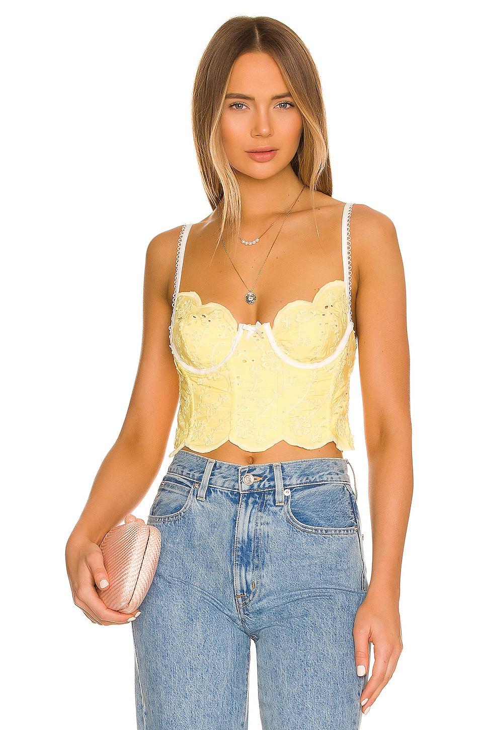 For Love and Lemons Yellow SET Vintage Eyelet Bustier & thong - Intimates &  Sleepwear