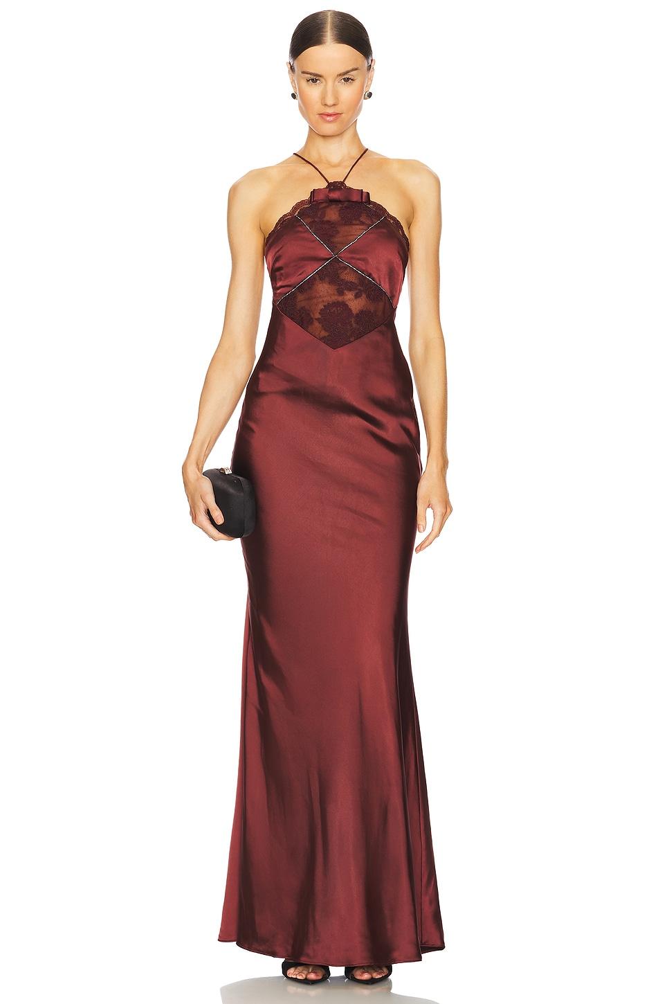 Self-Portrait レディース レッド ホルターネックマキシドレス ワンピース 