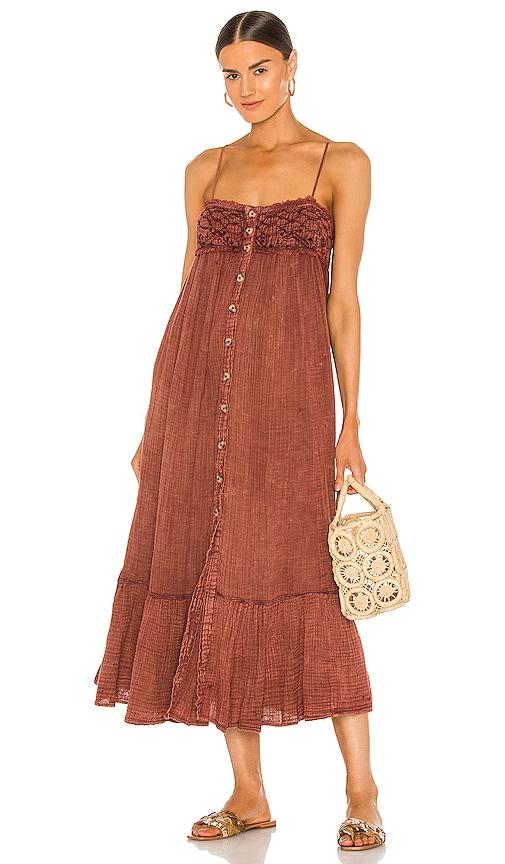 Free People Cotton Linda Jo Midi Dress 