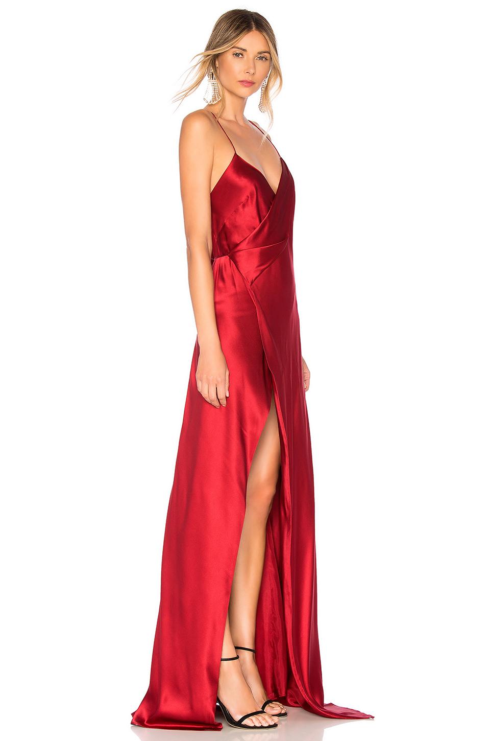 michelle mason strappy cowl wrap gown