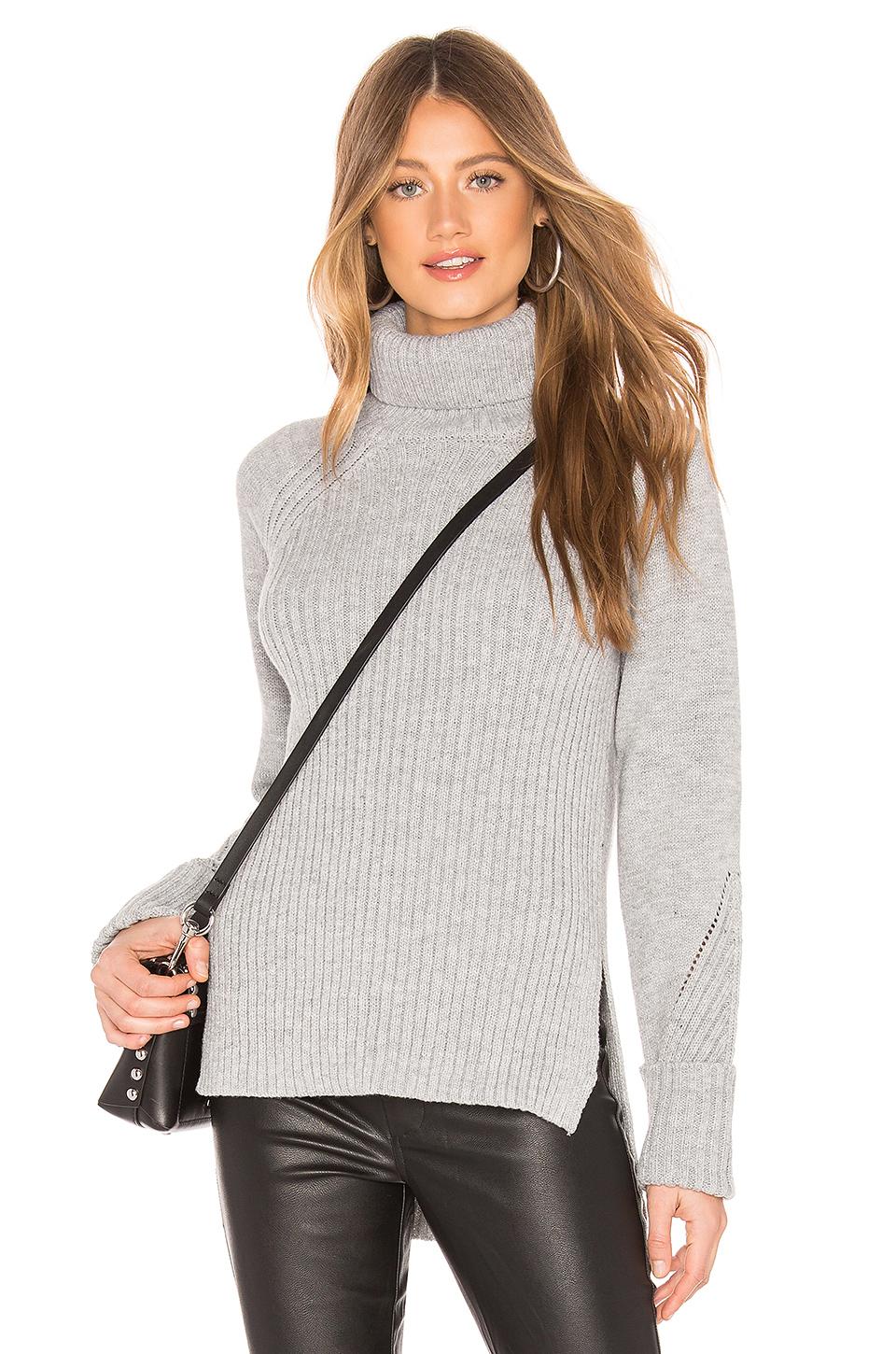 Bobi Synthetic Ribbed Turtleneck Sweater in Grey (Gray) - Lyst