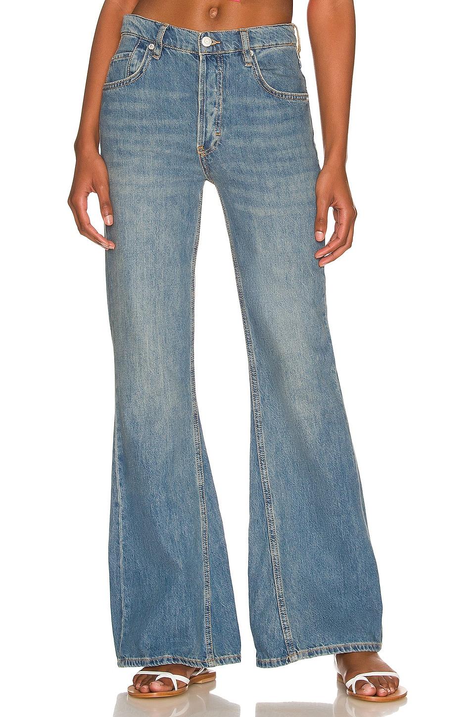 Womens Clothing Jeans Flare and bell bottom jeans Free People Denim New Dawn Rip Detail Flares in Blue 