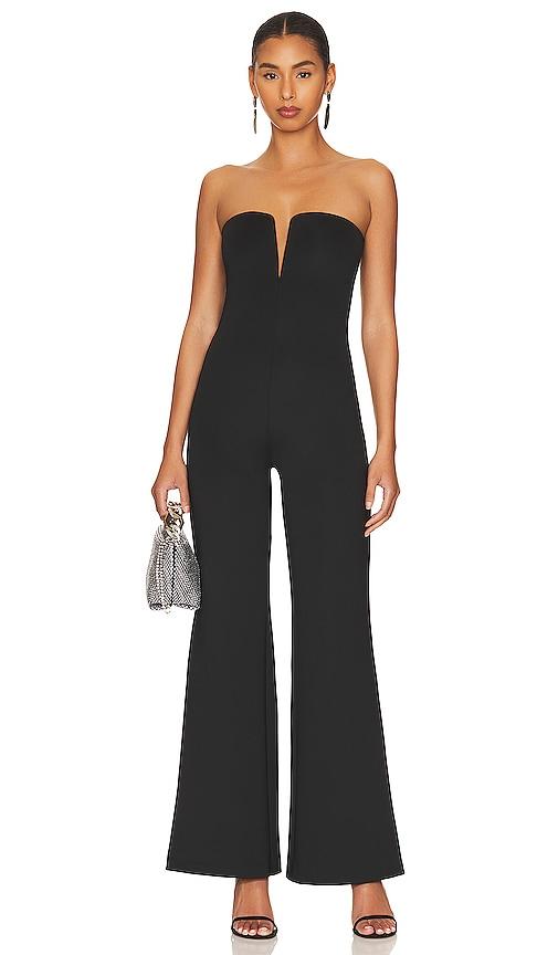 Strapless v hotsell neck jumpsuit