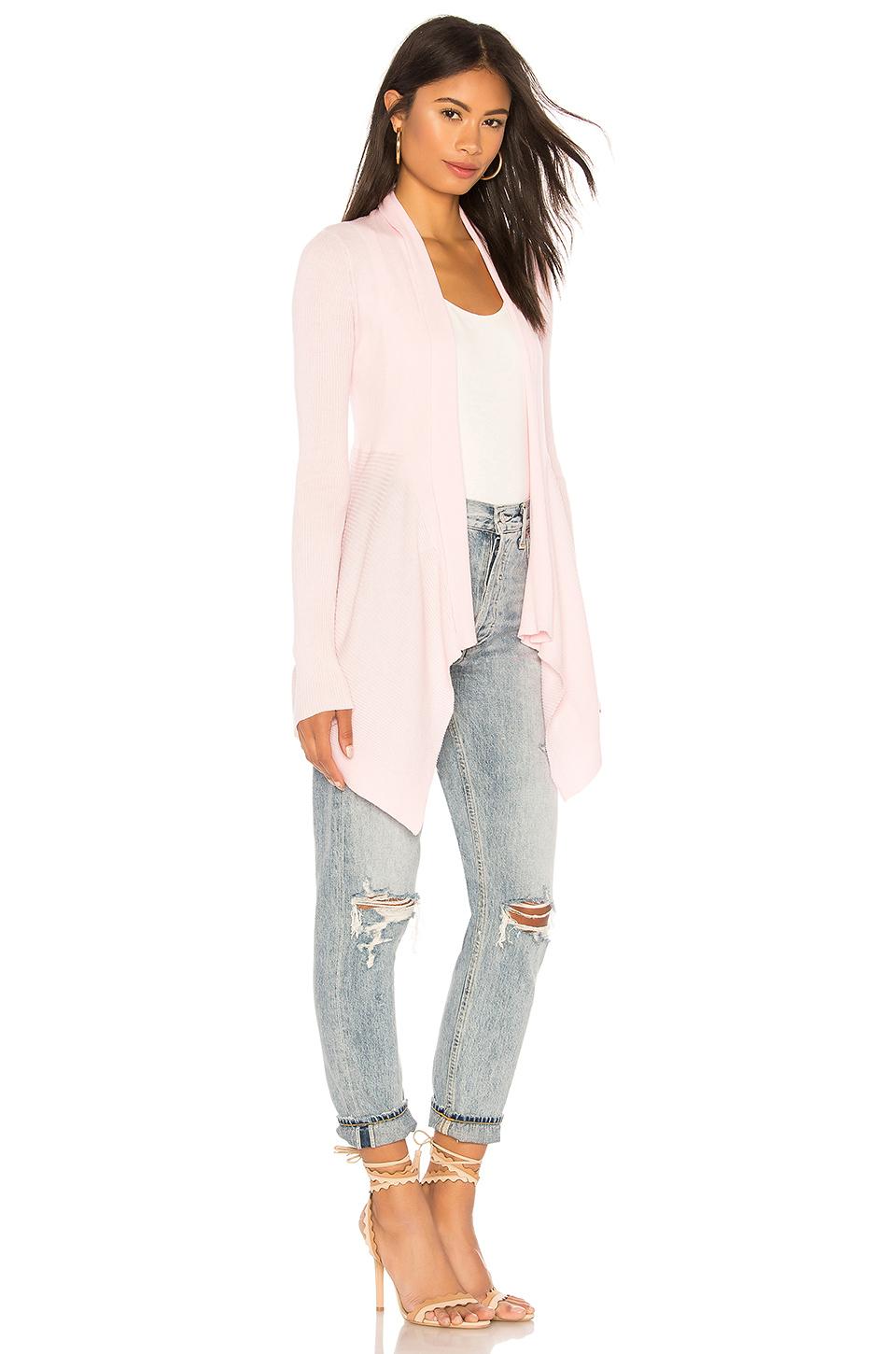 Autumn Cashmere Cotton Rib Drape Cardigan In Cherry Blossom Pink