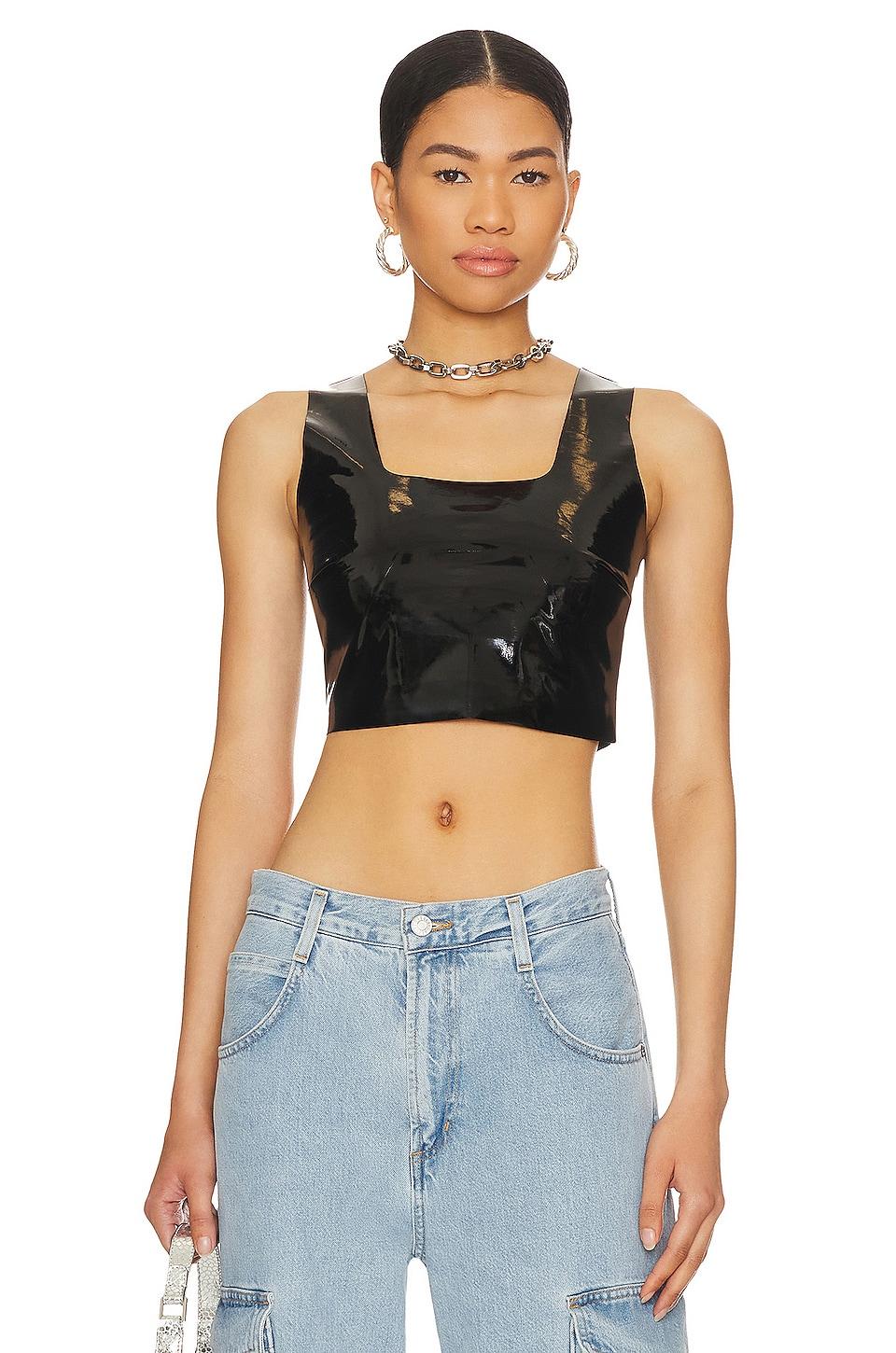 Commando Faux Patent Leather Crop Top in Blue