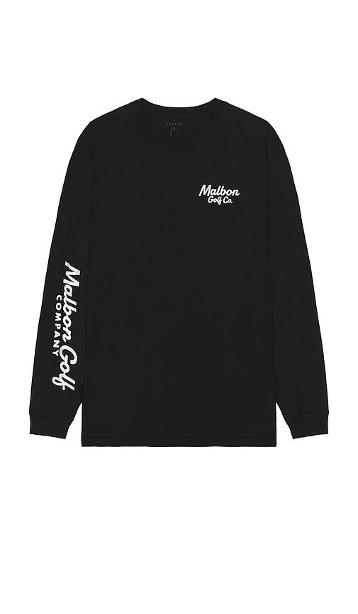 【MALBON GOLF】 Eagle long sleeve round t-shirt ■MAN/追跡付 Malbon Golf T-Shirt - Eagle LS Tee - Black AW24
