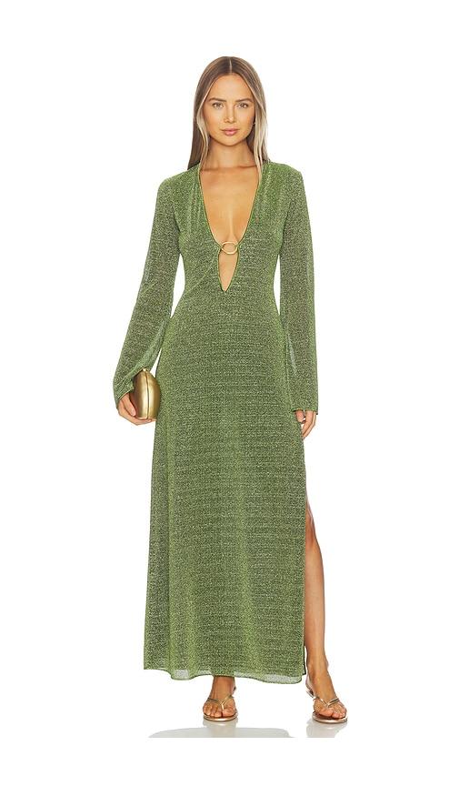 green emerald velvet dress Lumière Plumage Slip Dress main image 1