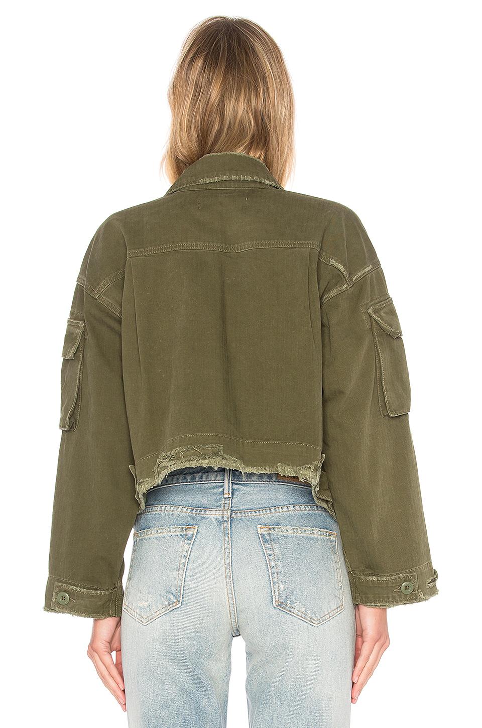 GRLFRND Dorian Oversized Crop Army Jacket in Green Lyst