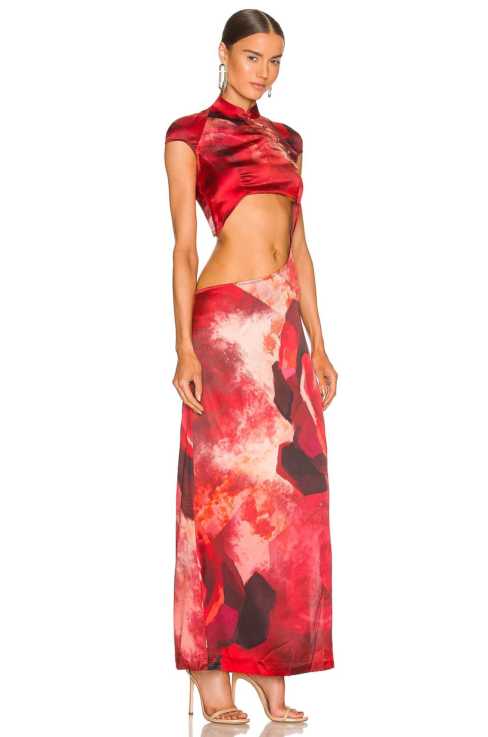 Kim Shui Silk Cut Out Qi Pao Dress in 