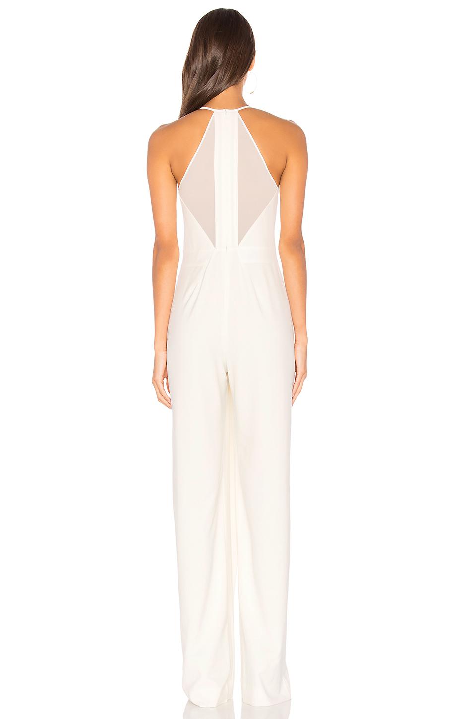 halston heritage chalk white wrap jumpsuit