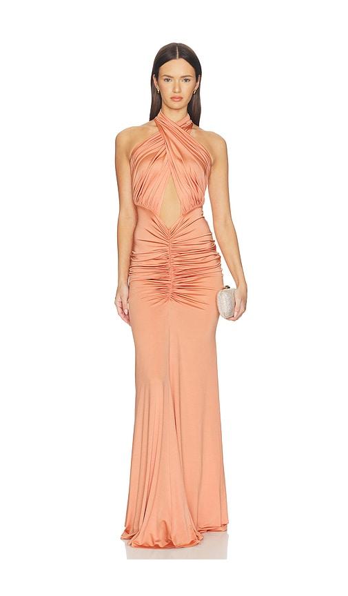 halter neck long formal dresses Scala 61308 Fitted Slit Prom Formal Long Dress