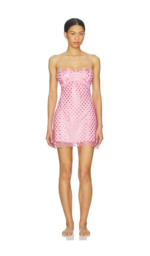 for love and lemons pink glitter slip dress & Dazzle Me in festive meal outfit