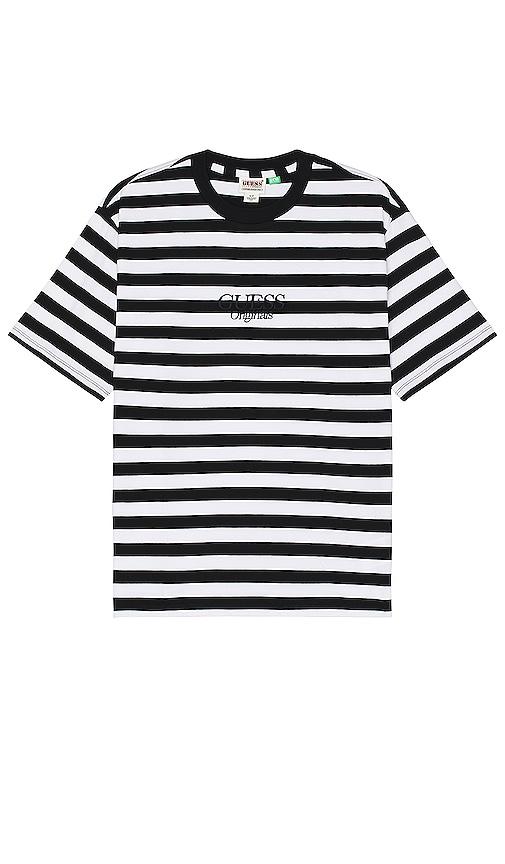 Black and white striped shirt guess sale