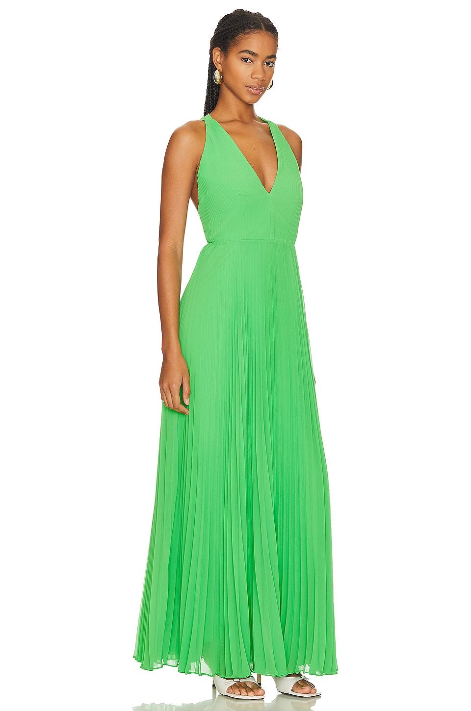 MILLY Oria Pleated Dress in Green Lyst