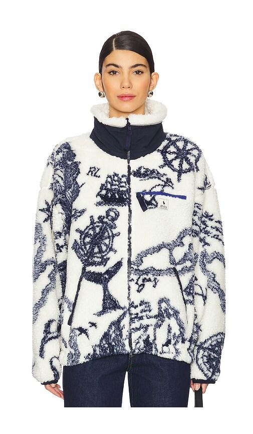 Polo Ralph Lauren High-Pile Fleece Graphic Zip Jacket in White